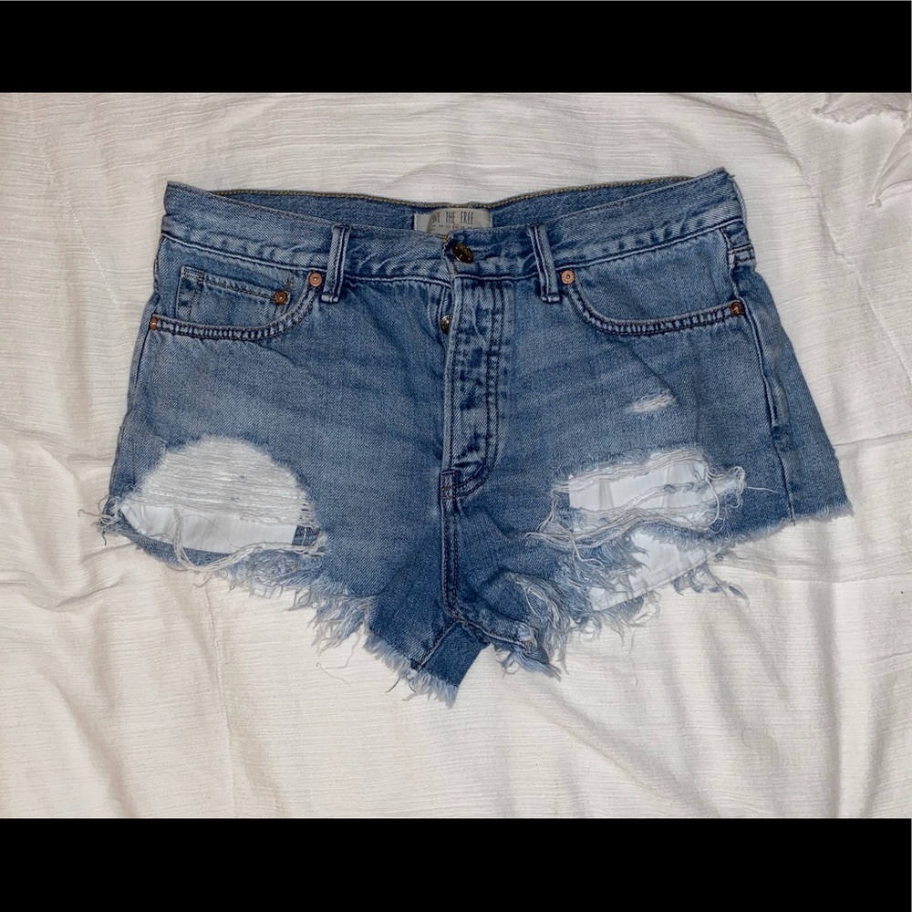 Distressed Blue Jean Shorts